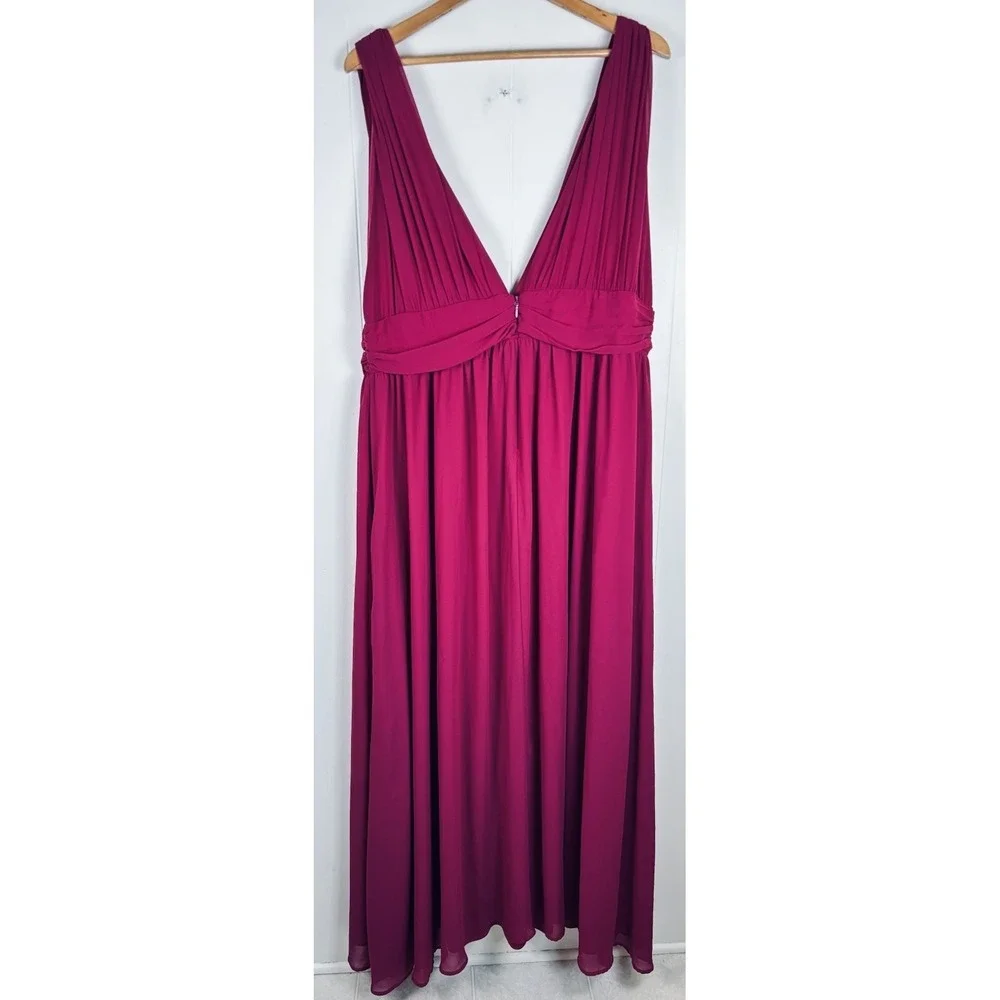 LULUS Size Plus 3X Heavenly‎ Dark Magenta Pink Maxi Dress Sleeveless Chiffon